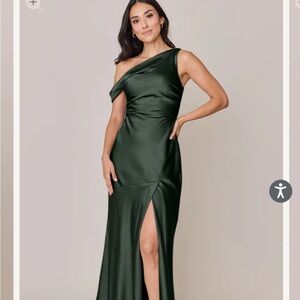 Revelry One-Shoulder Dark Green Dress